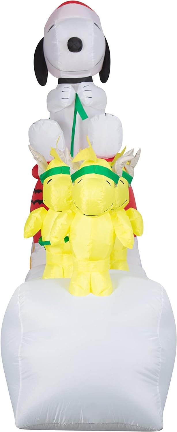 8.5′ Gemmy Airblown Inflatable Peanuts Snoopy in Dog Bowl Sleigh w ...