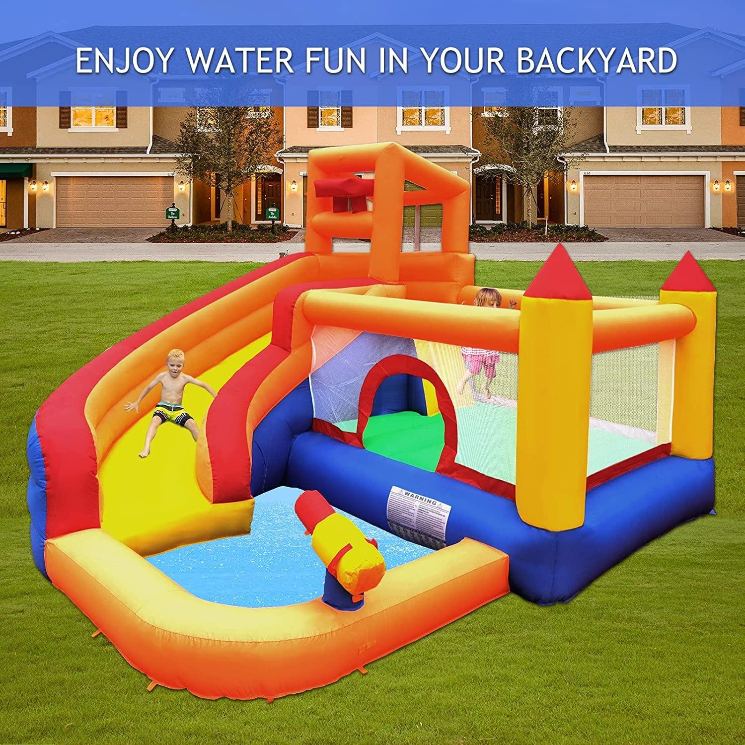 Inflatable Splash Pool Crocodile Inflatable Water Slide With Blower - Kids Backyard Bounce House & Splash Pool Inflatable Splash Pool Slide