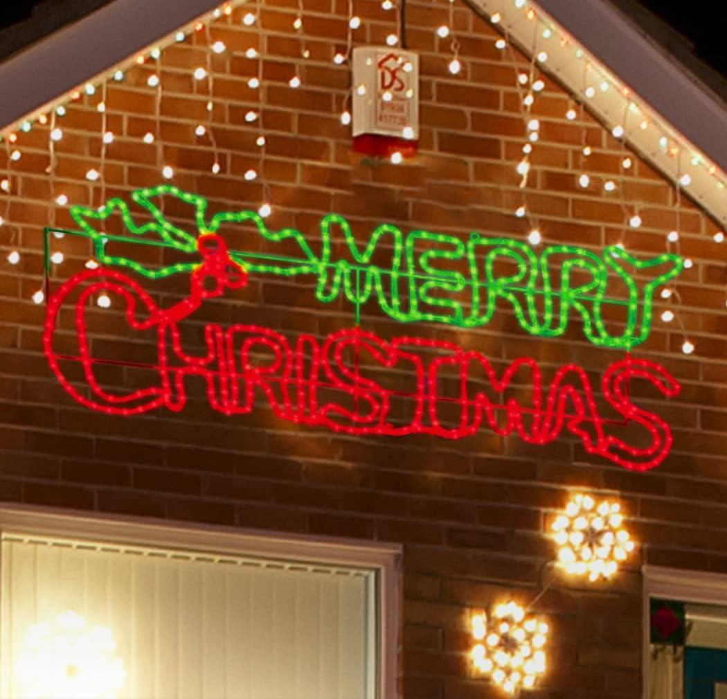 LAMPHOME [Large 48×18 504 LED Merry Christmas Neon Motif Super-Bright ...