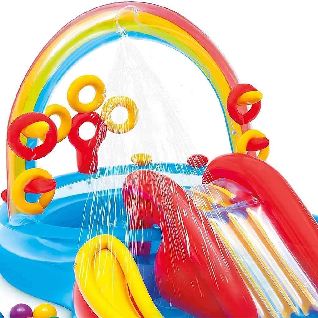 LZG Water Jet Swimming Pool Inflatable Figure Eight Rainbow Slide Park ...