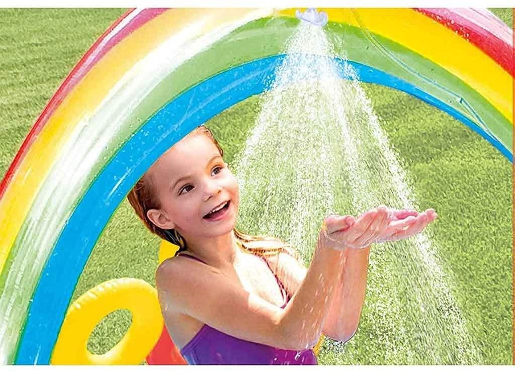 LZG Water Jet Swimming Pool Inflatable Figure Eight Rainbow Slide Park ...