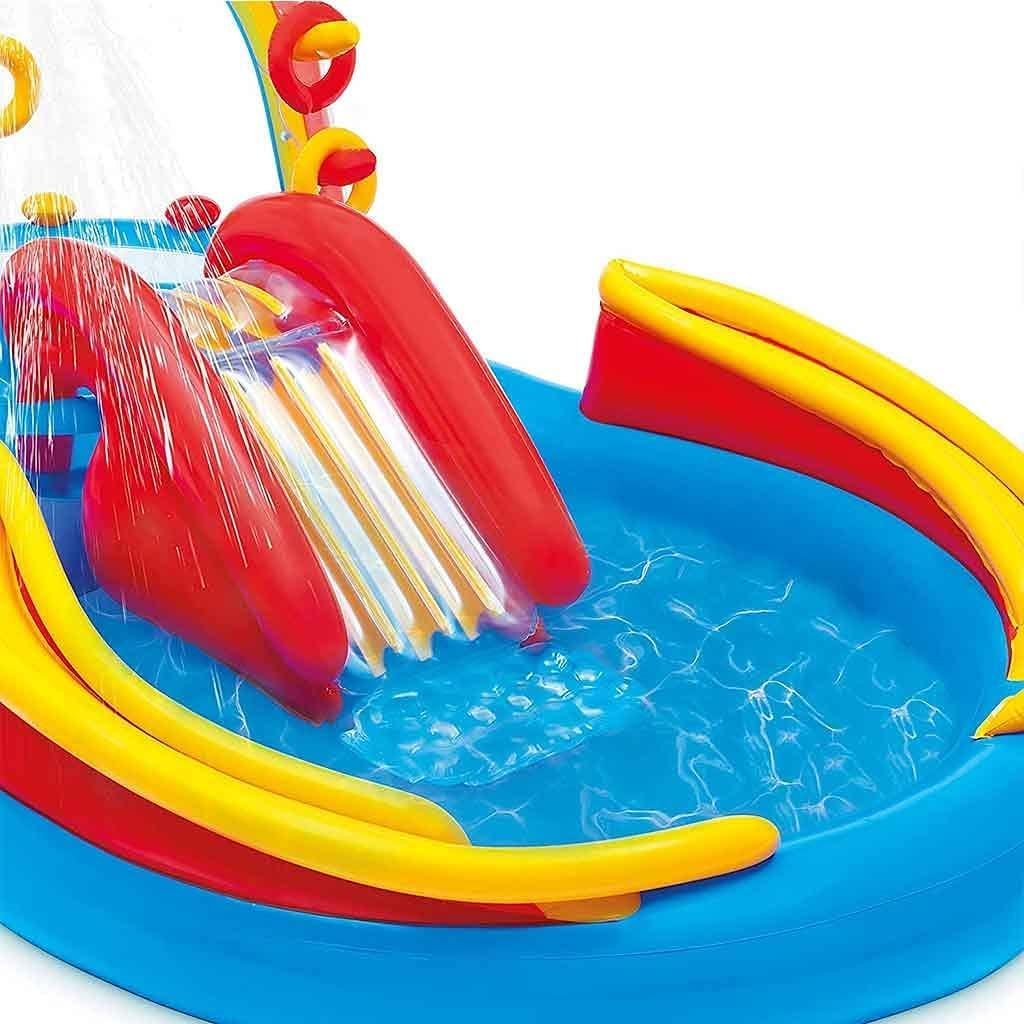 LZG Water Jet Swimming Pool Inflatable Figure Eight Rainbow Slide Park ...