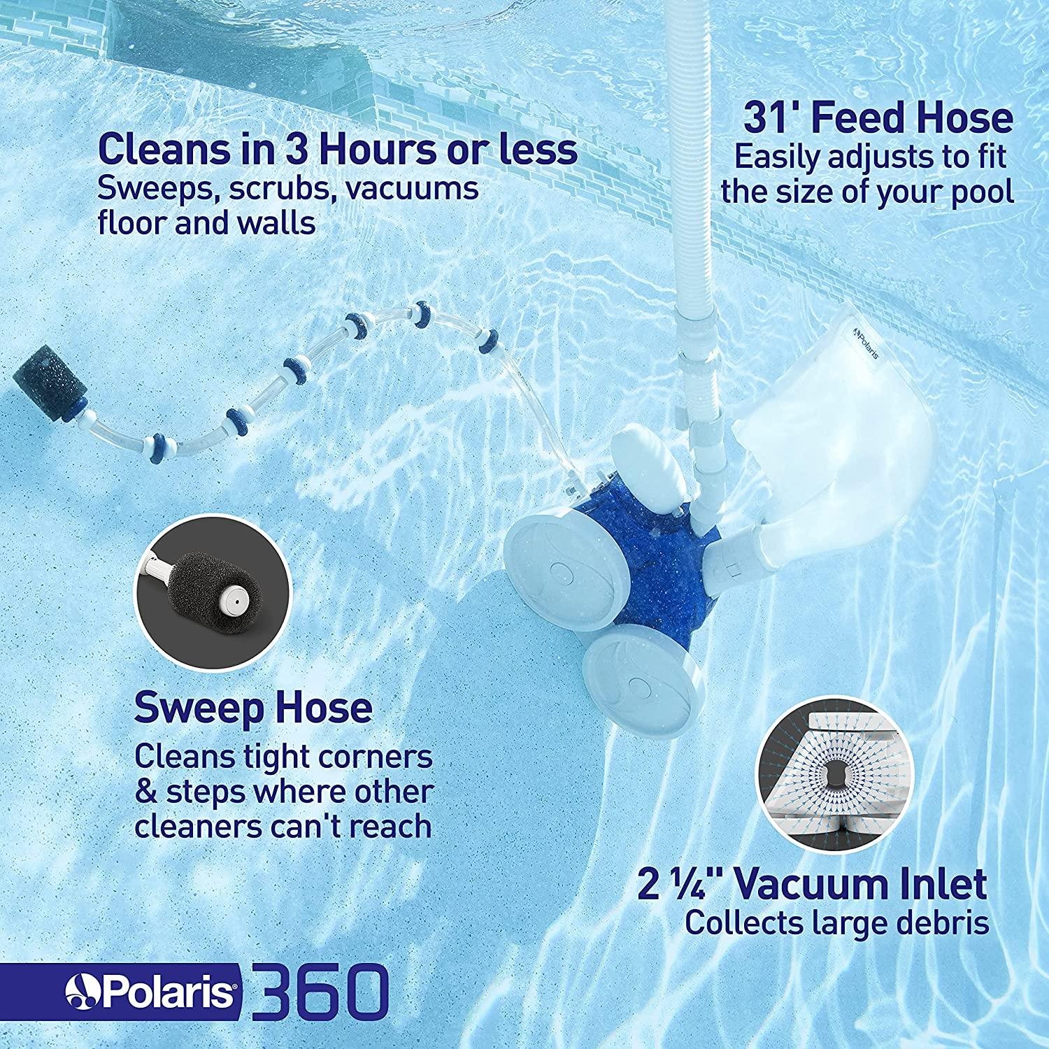 Polaris Vac-Sweep 360 Pressure Inground Pool Cleaner, Triple Jet ...
