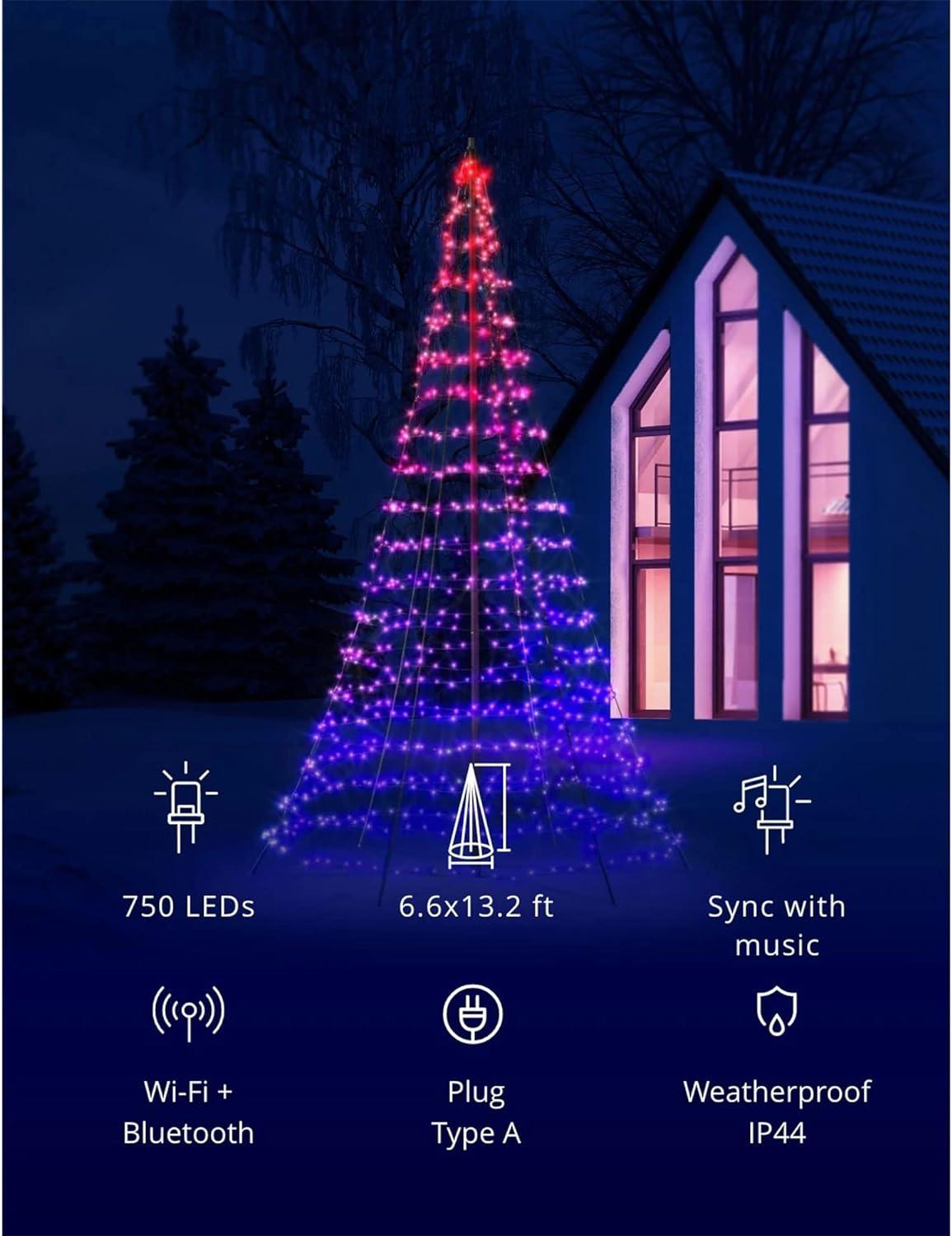 Twinkly Light Tree – App-Controlled Flag-Pole Christmas Tree with 750 ...