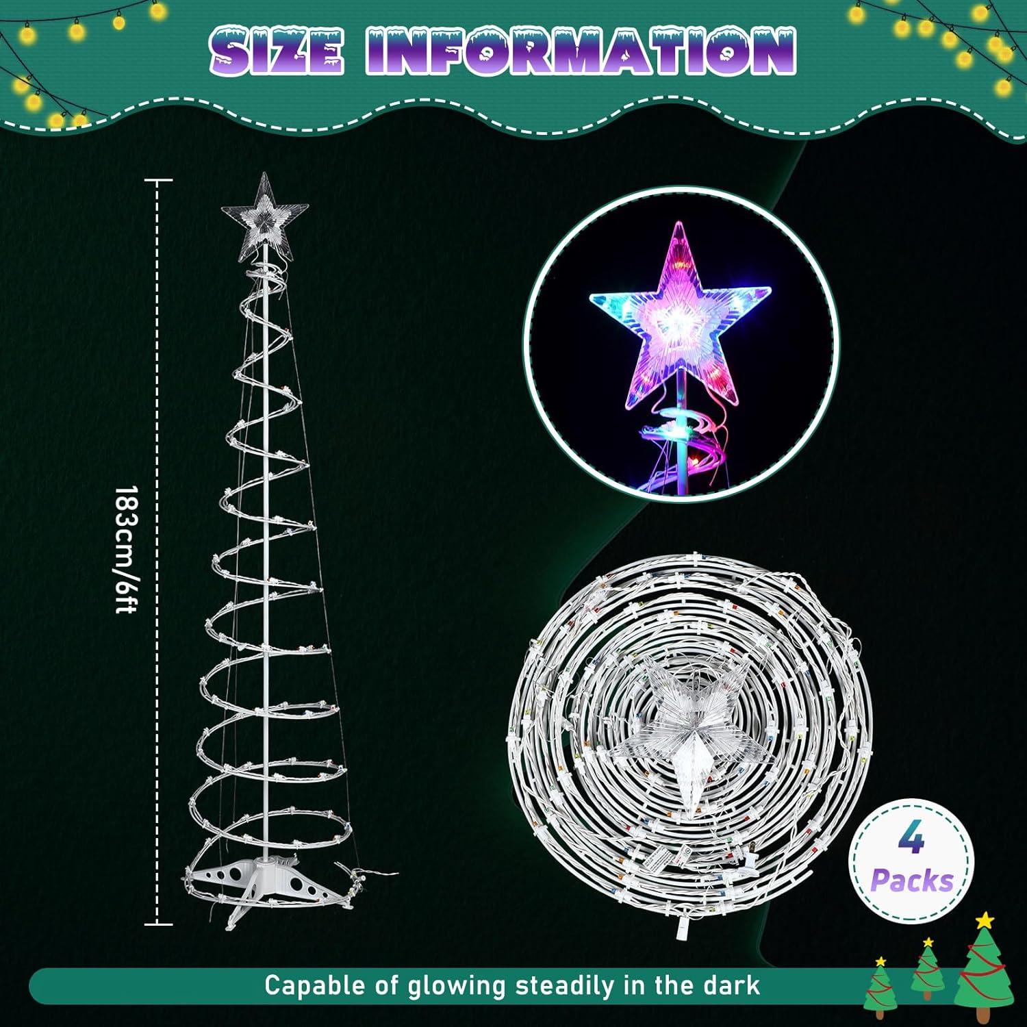 Macarrie 4 Pcs Spiral Christmas Tree Lights Spiral Outdoor Lighted ...