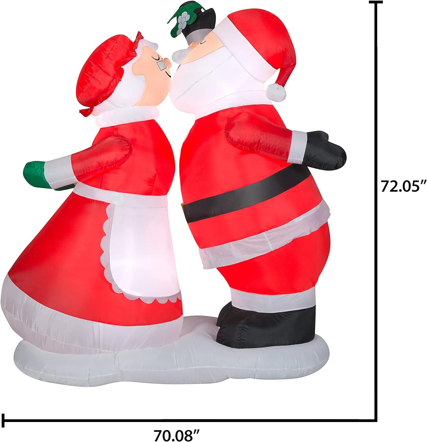 Holiday Gemmy 5′ Tall Mr. and Mrs. Claus Kissing Under The Mistletoe