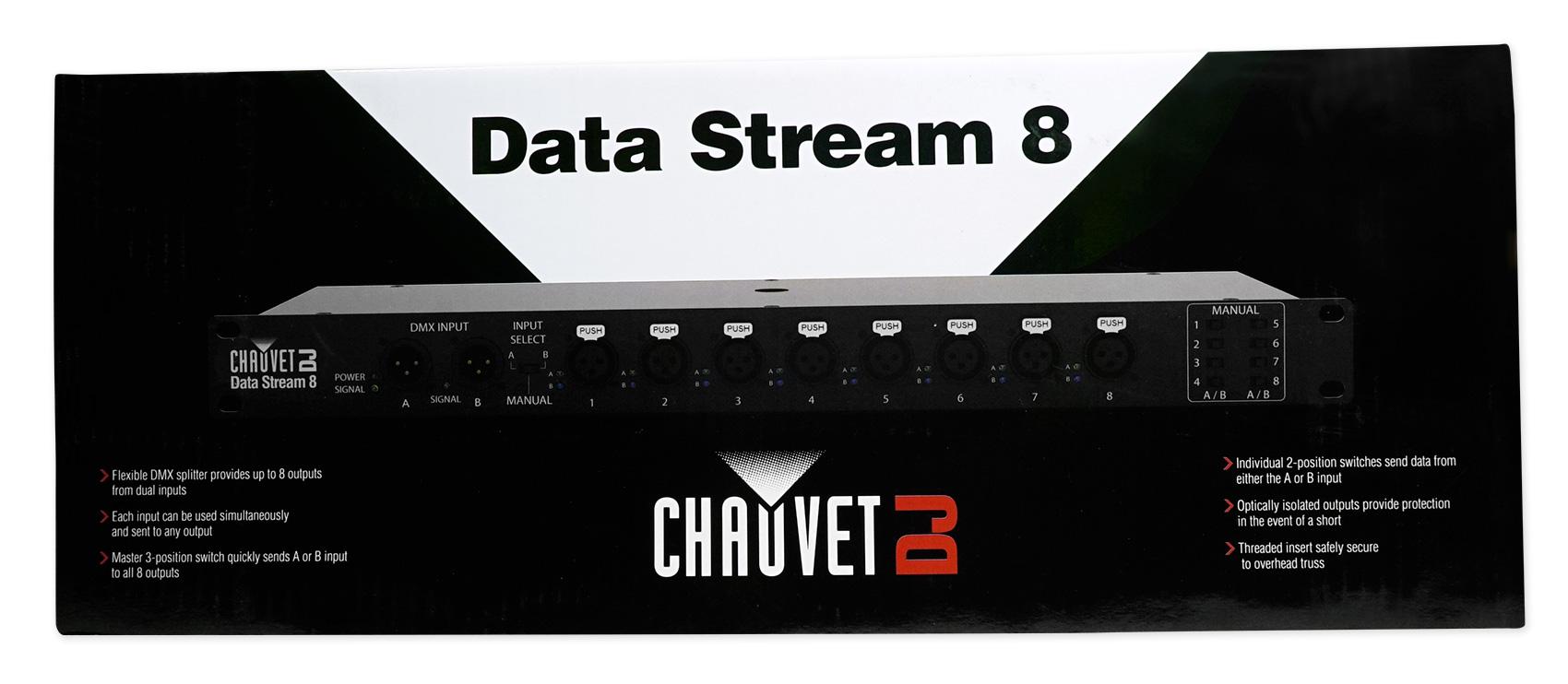 Chauvet Data Stream 8 DMX Splitter To Distribute+Boost Signals+LED Fog ...